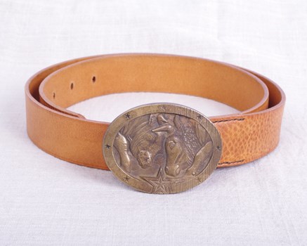 Ceinture Combat de reine - Boucle fait main - cuir tannage végétal